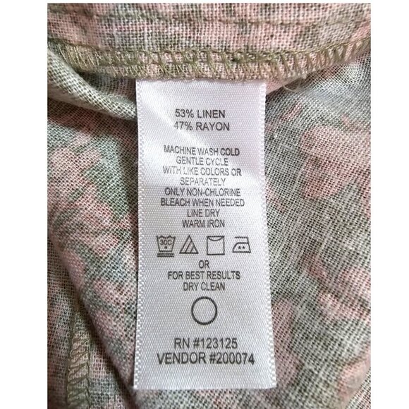 Chadwicks of Boston Green Floral Linen Blend Pleated Sleeveless Midi Dress Sz S - Picture 8 of 9